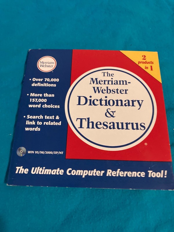 Merriam Webster Dictionary And Thesaurus PC CDRom RARE Version 2.6e Win 95/98/XP