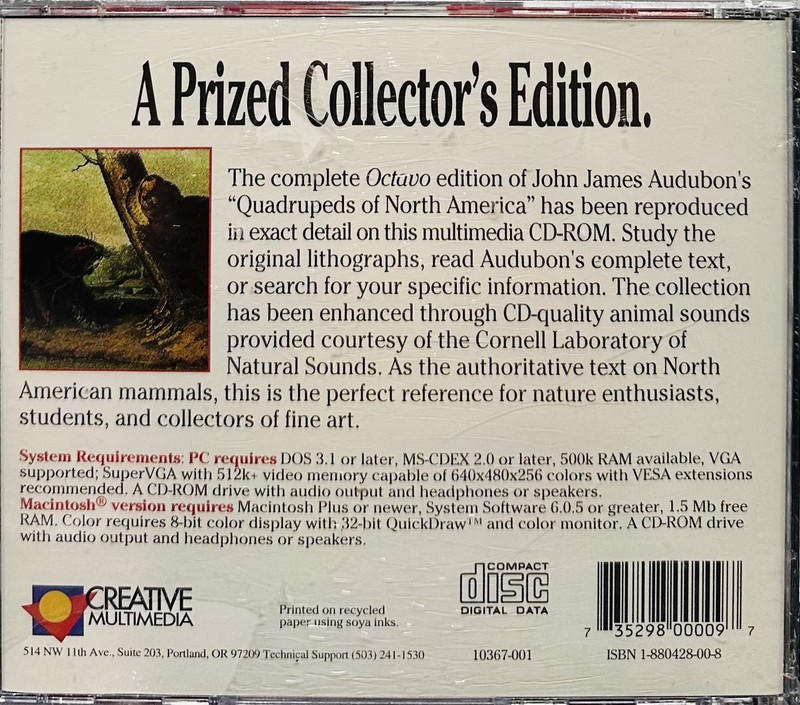 Creative Multimedia Audubon’s Mammals Reference CD DOS & MAC gallery