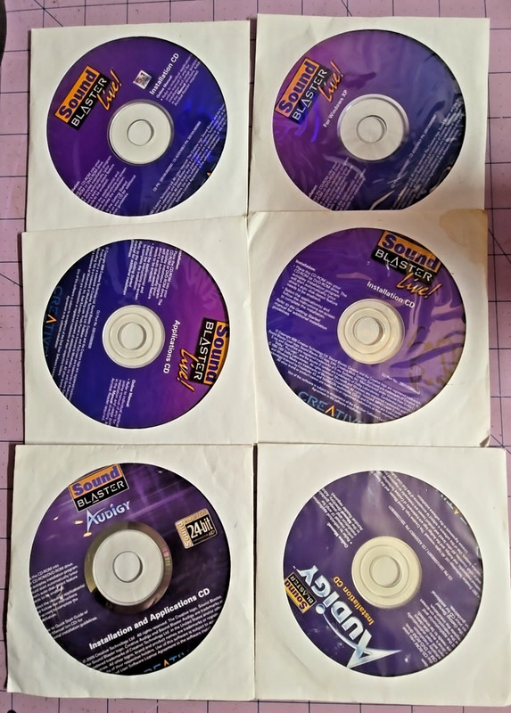 Lot of 6 vintage Creative Sound blaster LIVE CD-ROMS Install CDs for Windows