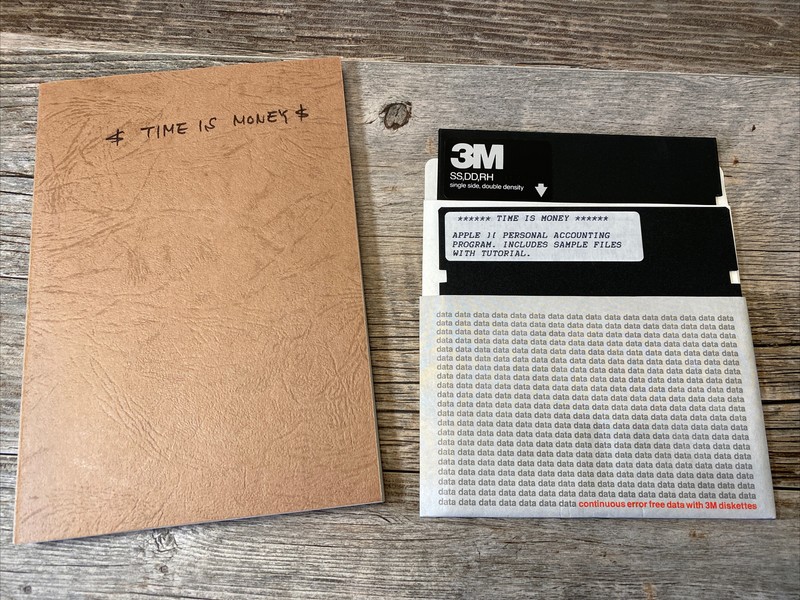 Apple IIe IIc Software Time Is Money 5.25” Floppy & Manual Original!