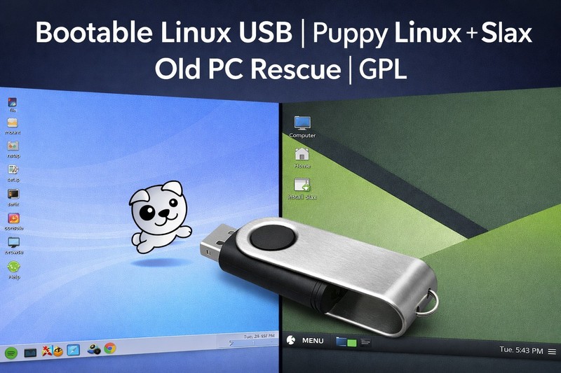 Linux Live USB Bootable | Puppy & Slax | Revive Old PCs | GPL Legal