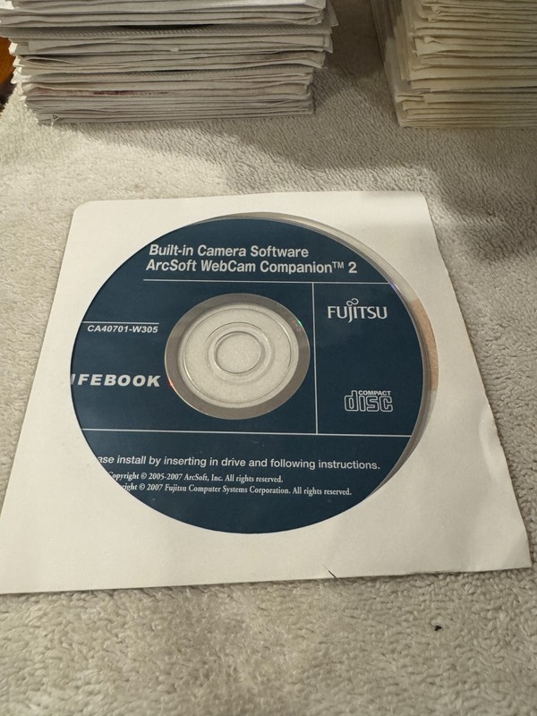 Fujitsu Lifebook Built-In Camera Software ArcSoft WebCam Companion 2 – CD ONLY!!
