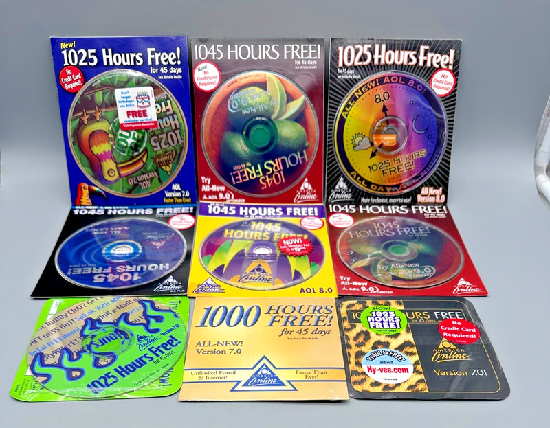 AOL Internet CD’s BRAND NEW Sealed Lot of 9 America Online!