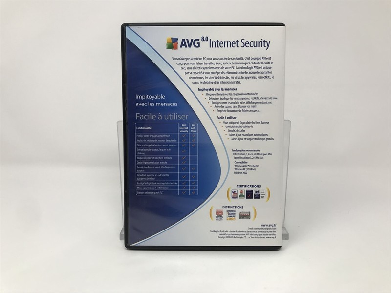 AVG 8.0 Internet Security - PC - Complete In Box CIB - French Francais gallery