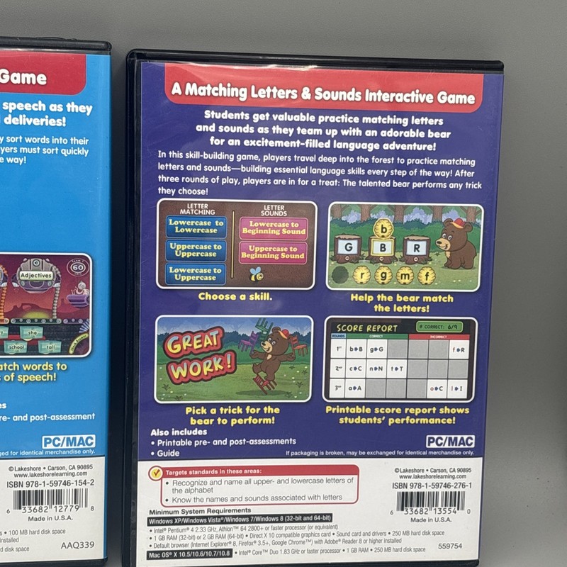 3 Lakeshore Games Grades 1-2 /Pre K - K Language Interactive CD-ROM Mac/PC gallery