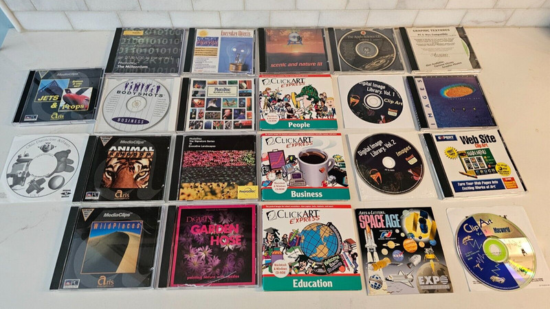 RARE Lot of 22 Vintage Clip Art CDs for Windows & Macintosh