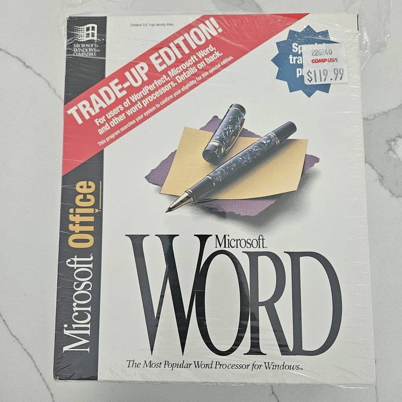Vintage Software Microsoft Office Word Trade-Up Edition For DOS 3.5″ Floppy