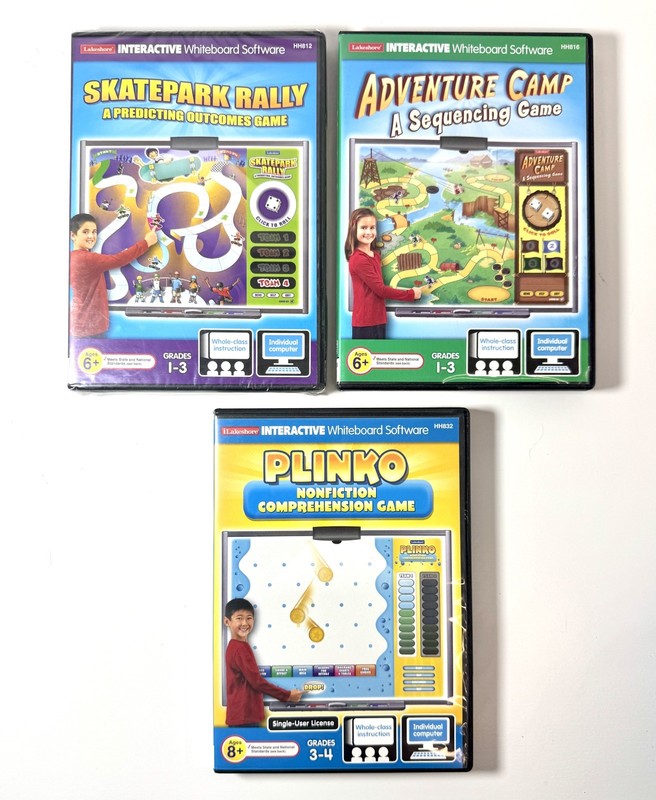 Lakeshore Interactive Whiteboard Lot Of 3 Computer CD Grade 1-4 Home School Game