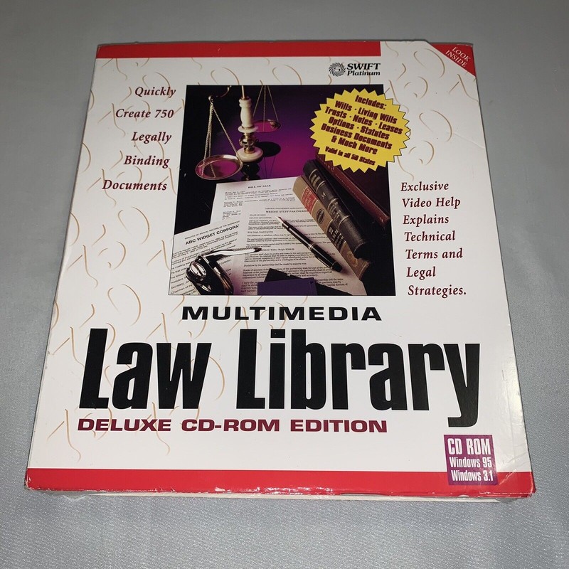 Multimedia Law Library Deluxe CD-ROM Edition 750 Legal Documents IBM Windows NEW