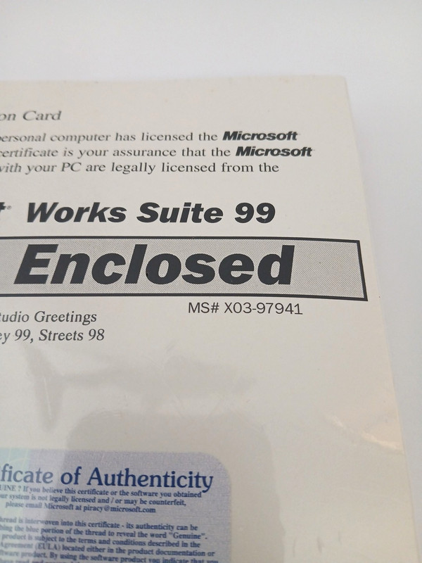 Microsoft Works Suite 99 w/ Certificate of Authenticity : NEW & Sealed gallery