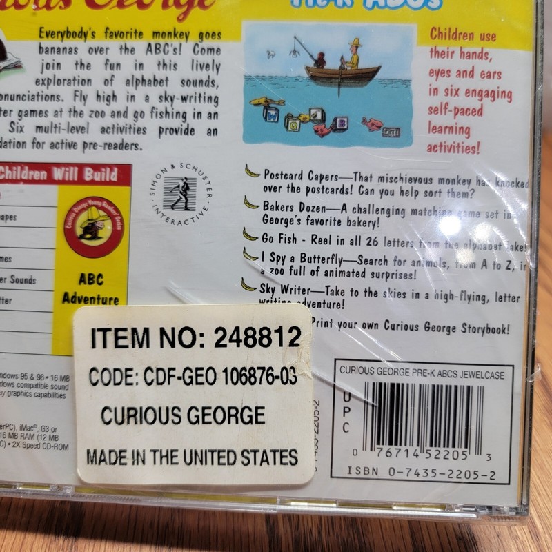 Curious George Pre-K ABC's (CD-Rom 2000) Simon& Schuster (Windows and Mac) gallery
