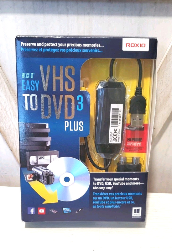 Roxio Easy VHS to DVD 3 Plus Converter Windows 8 Compatible Open Box New
