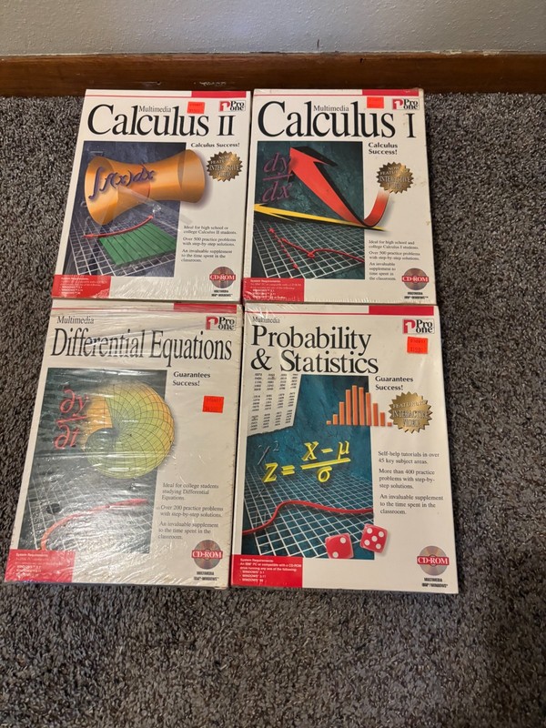 4 VINTAGE Pro One Calculus I & II MULTIMEDIA CD-ROM for IBM WINDOWS STATISTICS