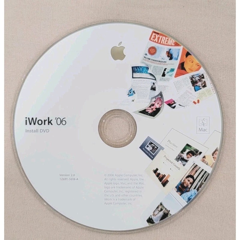 Apple iWork ’06 Install DVD for Mac Computer, Version 2.0 with Product Key, 2006
