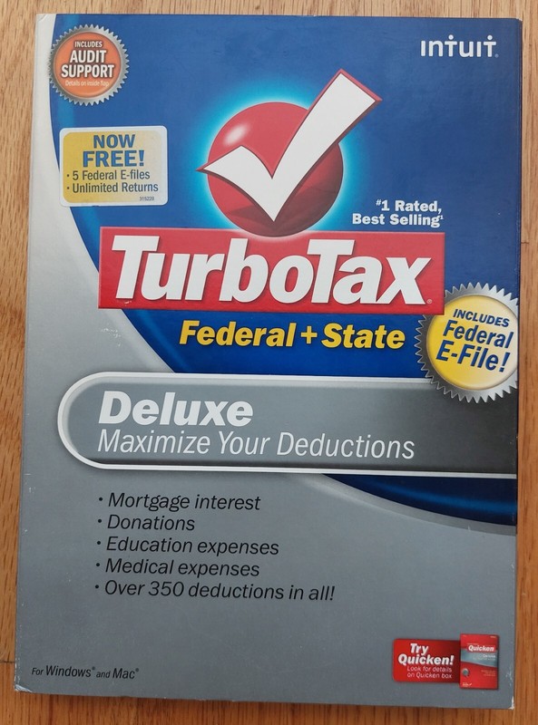 TurboTax Deluxe 2008 Federal & State for Windows & Mac Brand New
