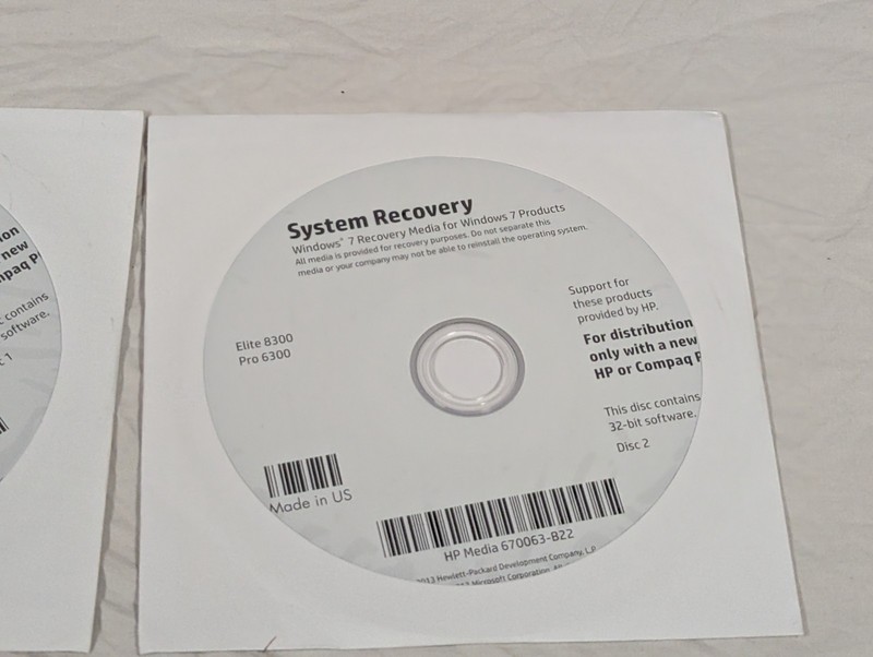 HP Windows 7 Pro 64-bit System Recovery Discs, Elite 8300 Pro 6300, No Key gallery