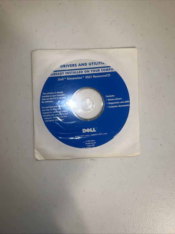 DELL Dimension E521 ResourceCD DRIVERS AND UTILITIES Disc CD