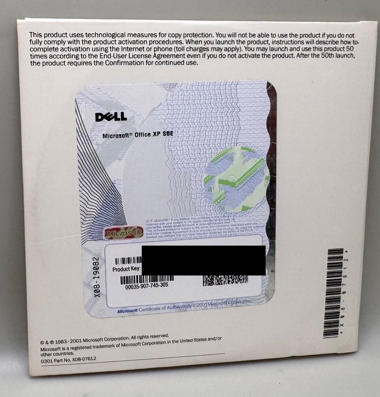 New Microsoft Office XP Small Business SBE w/ Product key New Dell