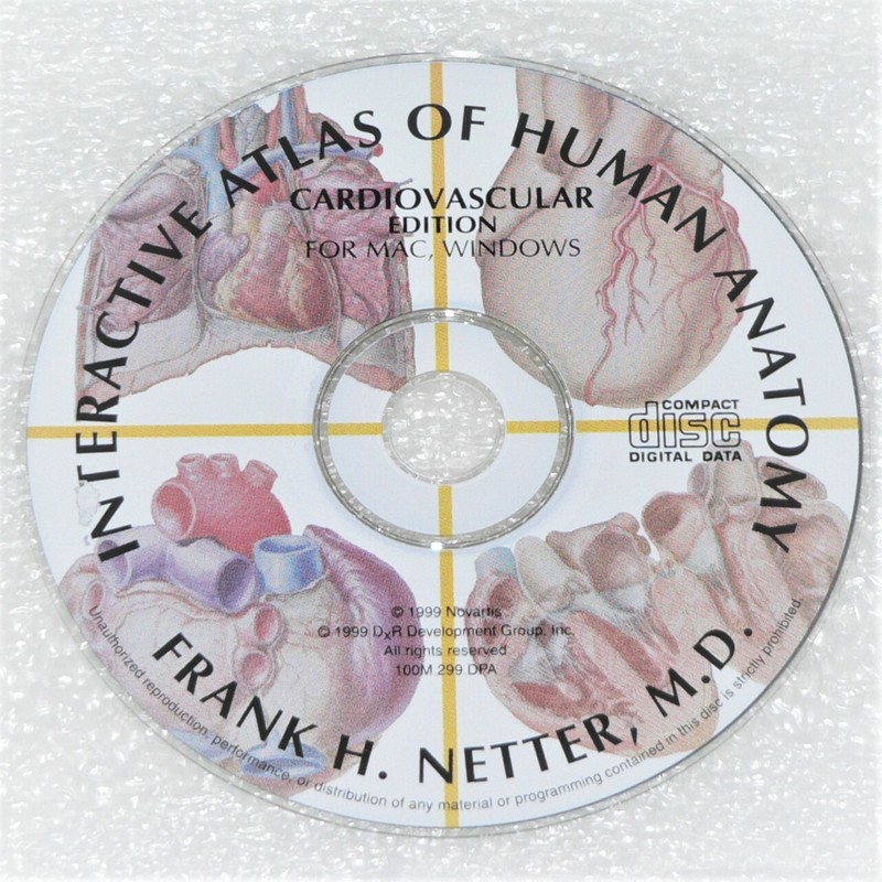 INTERACTIVE ATLAS OF THE HUMAN ANATOMY ~ CARDIOVASCULAR ~ F. NETTER Disc only