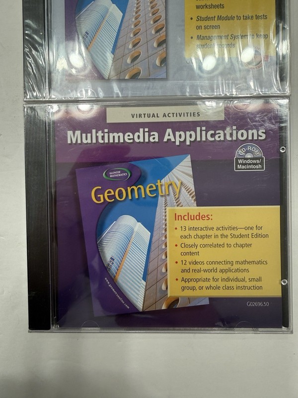 Glencoe Geometry Test Check Worksheet Builder Multimedia CD-ROM Lot Of 2 - New gallery