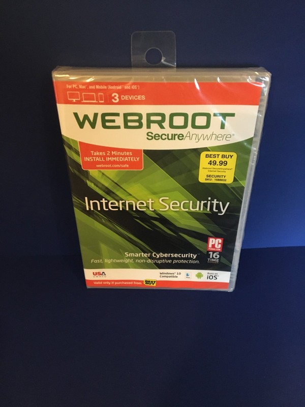 Internet Security ❅3-Devices❅ Cybersecurity ~ WEBROOT ~ Secure Anywhere ☆SONOMA☆