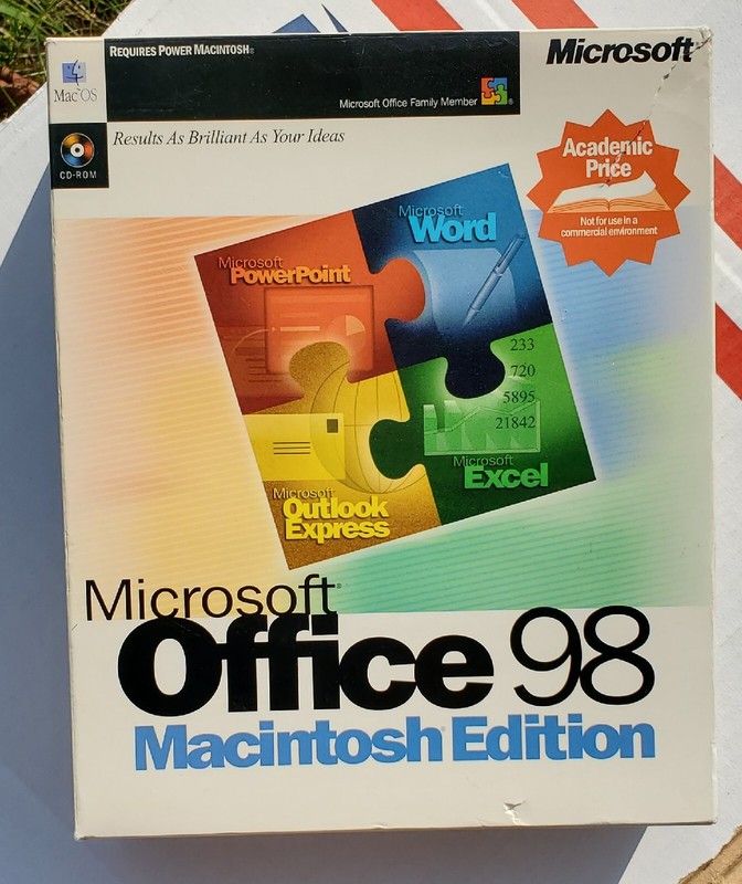 Microsoft Office 98 Macintosh Edition Academic (Power Mac OS 7.5, 1999) COMPLETE