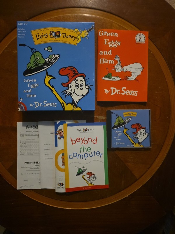 1996 Living Books Green Eggs and Ham Dr Seuss Book And PC CD Rom in Big Box