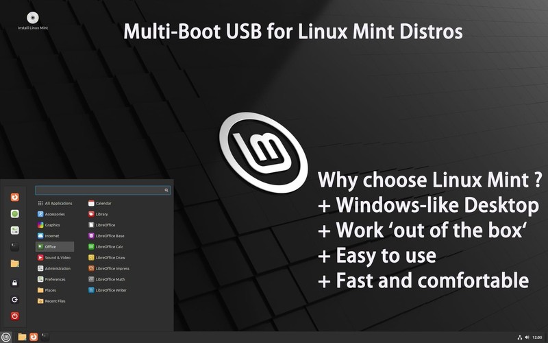 USB for Linux Mint 22 & 21.3 64bit, 19.3 32bit - 3IN1 Bootable Linux USB Flas... gallery