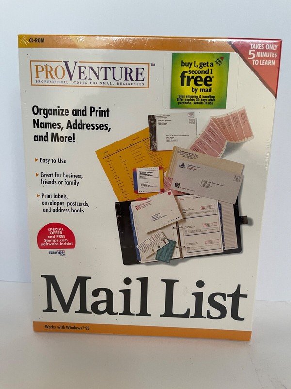 Pro Venture Mail List CD-ROM Windows 95 NIB 1998