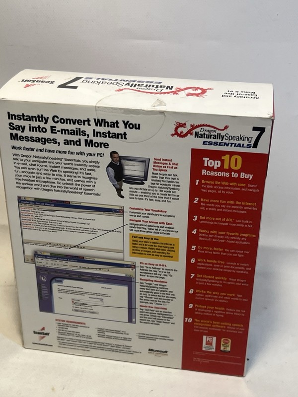 NIB Dragon Naturally Speaking 7 Essentials- By Scansoft gallery