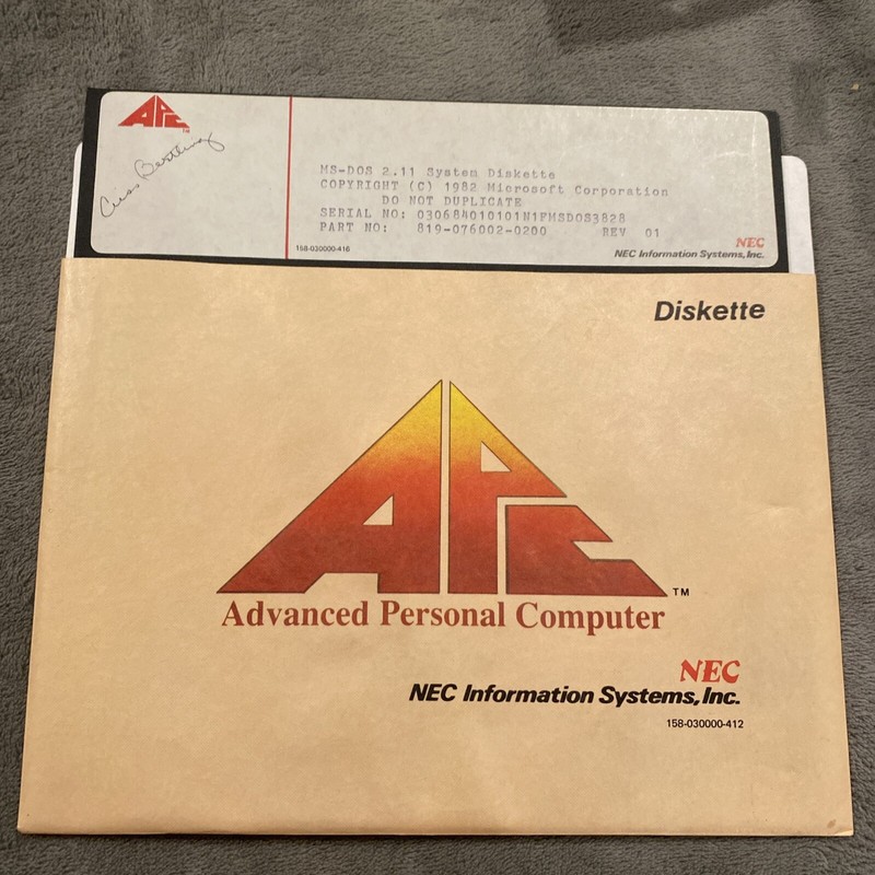 NEC MS-DOS User’s Guide, Reference Guide V 2.11 Software on 8” Floppy Disks APC gallery