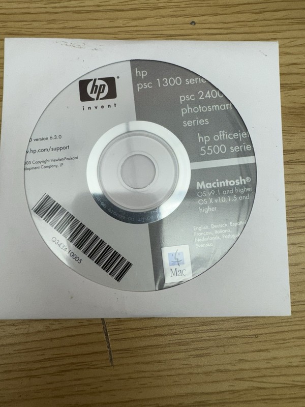 HP PSC 1300 series, PSC 2400 Photosmart, Officejet 5500 printer Install CD MAC