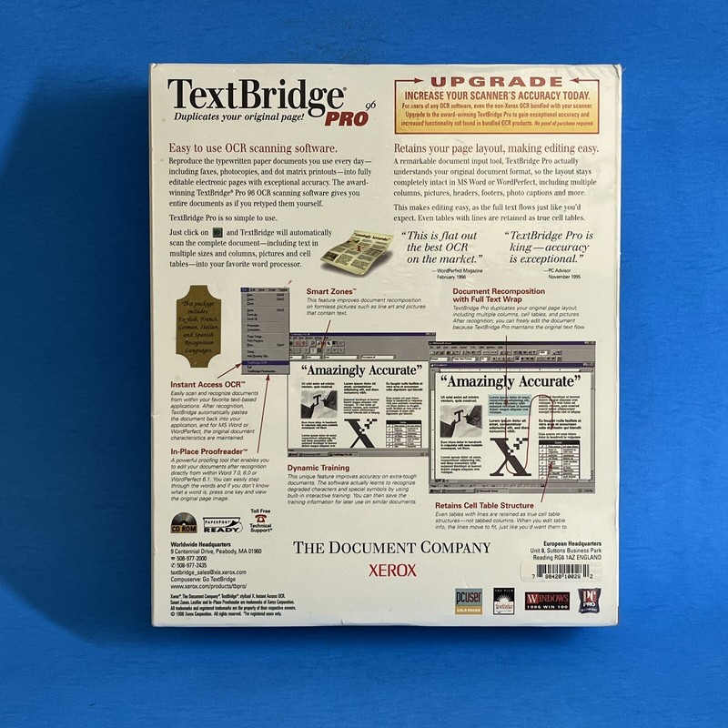 Xerox Textbridge Pro 96 CD-ROM Windows 95, NT 3.1 NOS Vintage Sealed Old Tech gallery