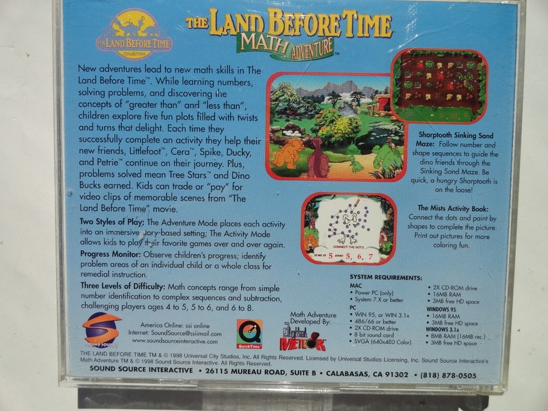 The Land Before Time Math Adventure 1997 Ages 4-8 CD-ROM WIN/MAC gallery