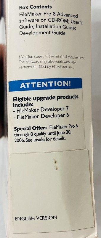 FileMaker Pro 8 Advanced Upgrade Complete Box Set Mac Windows 2 Disc gallery