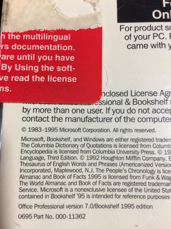 Microsoft Office Professional version 7.0 Bookshelf 1995 edition open box gallery