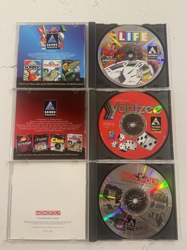 Vintage Hasbro Interactive CD-ROM Board Games Lot Monopoly Sorry Life Yahtzee Wh gallery