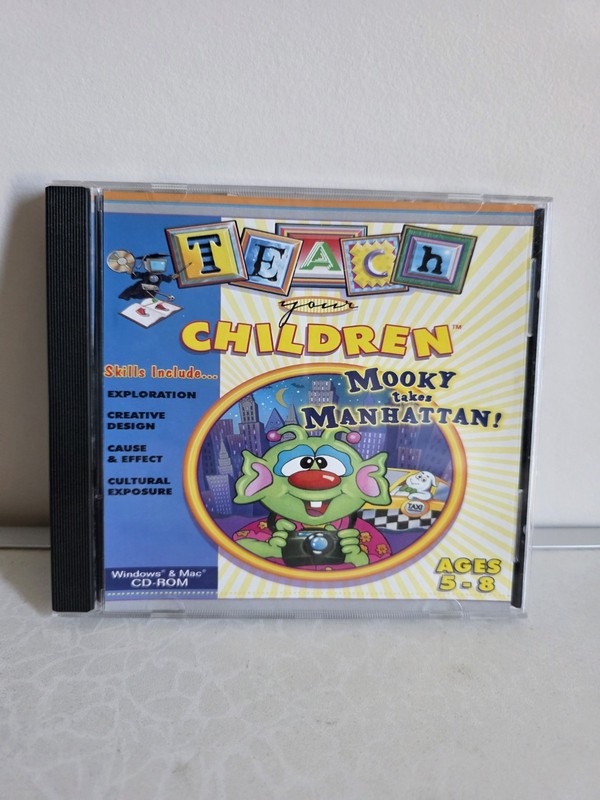 Retro Simon & Schuster Teach Your Children Mooky Takes Manhattan CD-ROM Game Vtg