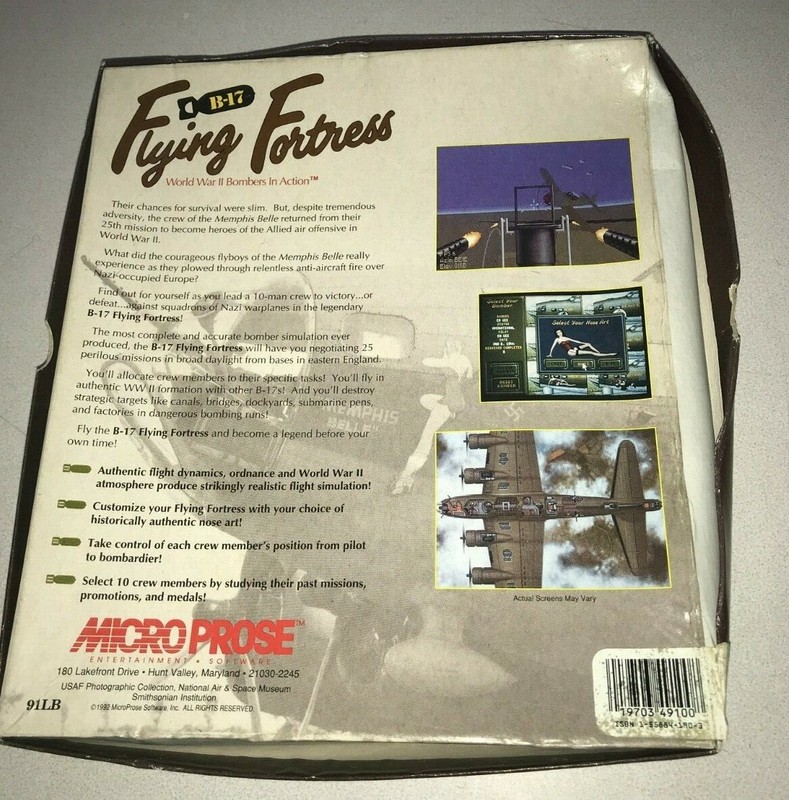 B-17 Flying Fortress WWII Big Box PC Game Microprose 1992 on 5.25" disks gallery