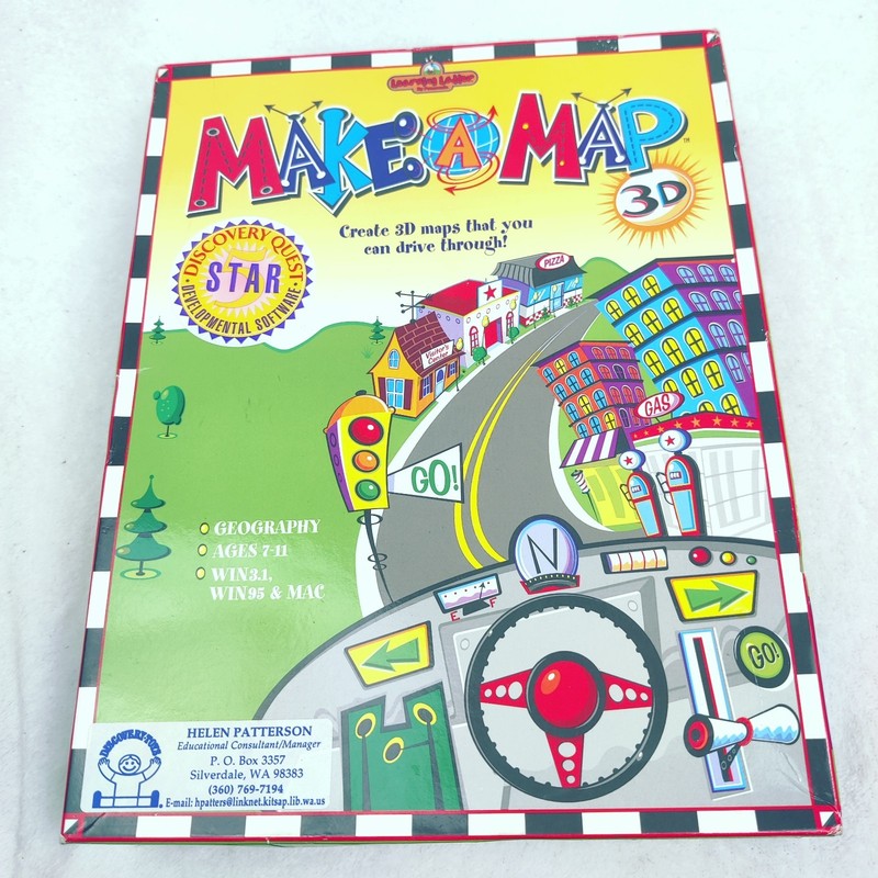 Make A Map 3D PC Mac Software CD-ROM RARE OBSCURE Big Box unused complete
