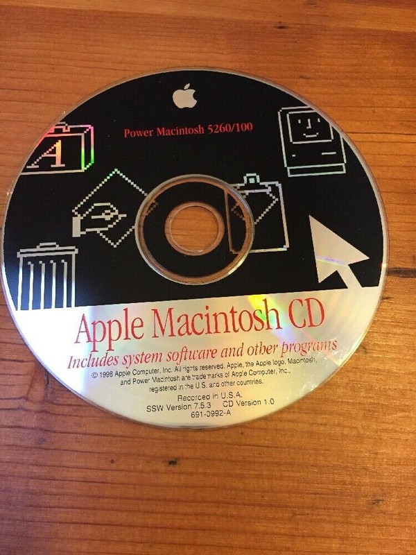 Vintage 1996 Power Macintosh Mac 5260/100 System Programs Software Disc CD 7.5.3