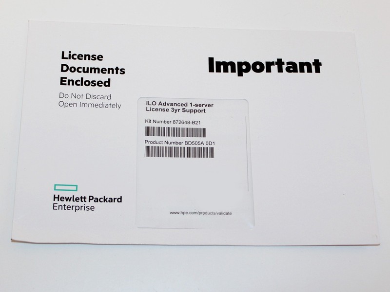 SEALED HPE BD505A 0D1 / 872648-B21 iLO Advanced Server License 3 Years Support gallery
