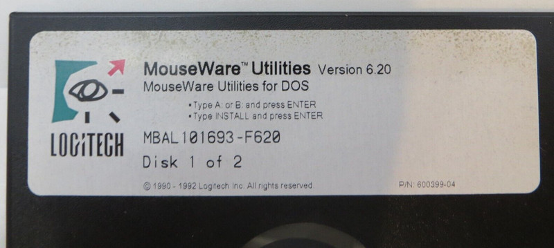 5.25" Floppy Disk LOGITECH MouseWare Utilities Version 6.20 for DOS 600399-04 gallery
