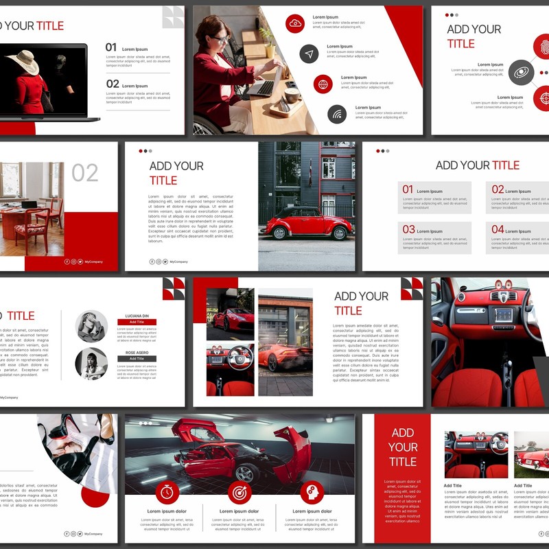 Red PowerPoint Template – Modern Business & Car Presentation Slide Deck