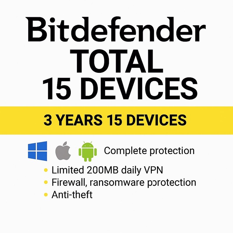 Bitdefender Total Security 2026 – 3 Years 15 Devices