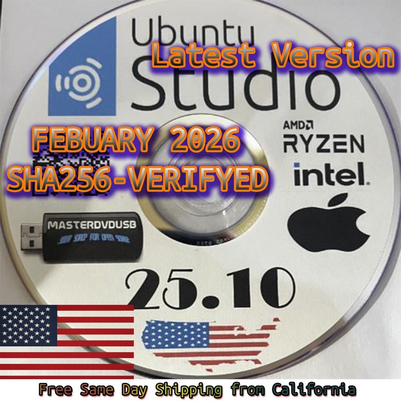 Ubuntu Studio 25.10 DVD – Live Boot – Installer – Pro Media Creation & Gaming