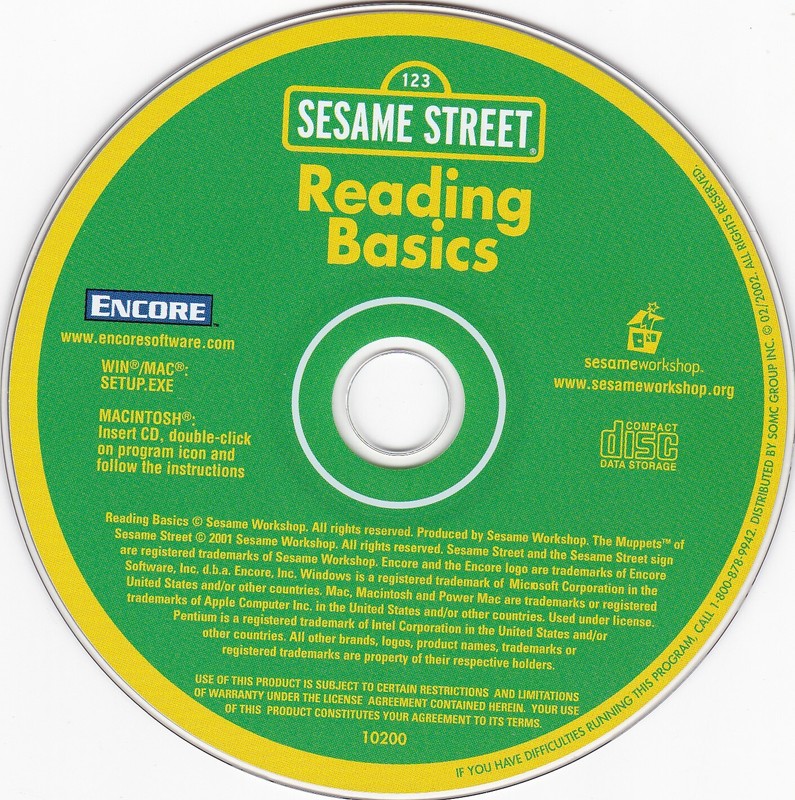 Sesame Street Reading Basics (PC, Windows, 2001) *DISC ONLY*