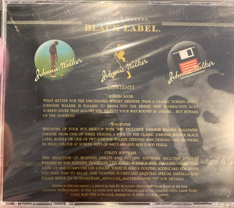 Johnny Walker : Black Label NEW/sealed promotional CD-ROM (for Windows 95 / 98) gallery