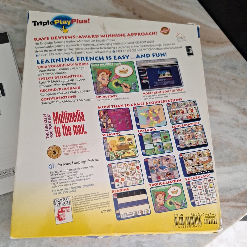Living Language Multimedia Triple Play plu French PC Multimedia Age 8+ preowned gallery