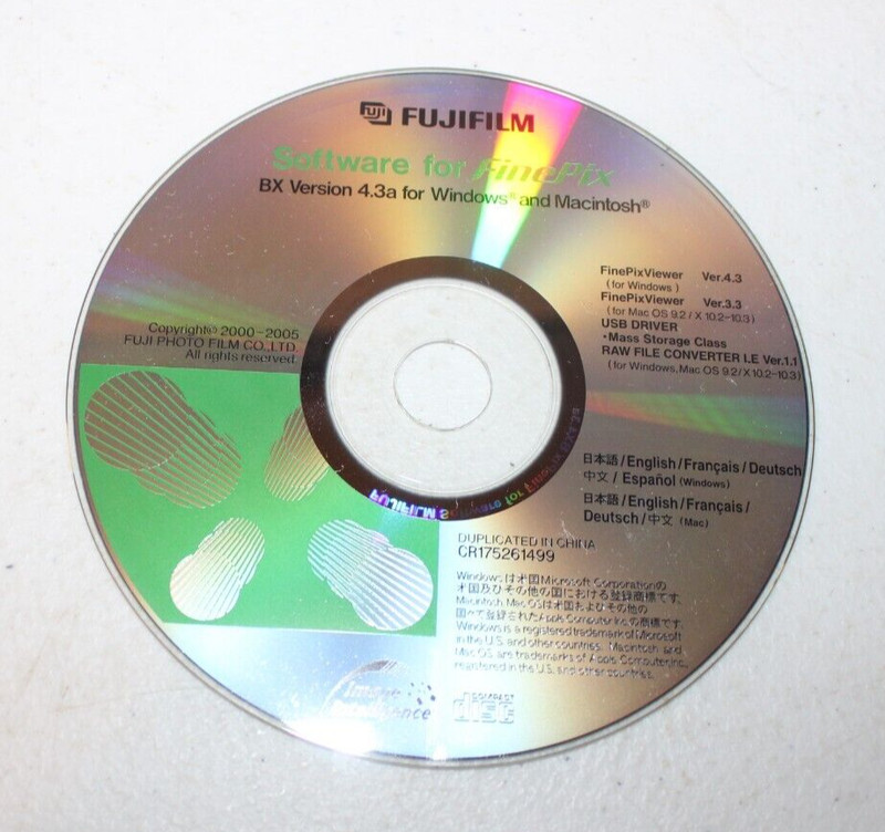 FujiFilm Software for FinePix BX Version 4.3a for Windows & Macintosh DISC ONLY